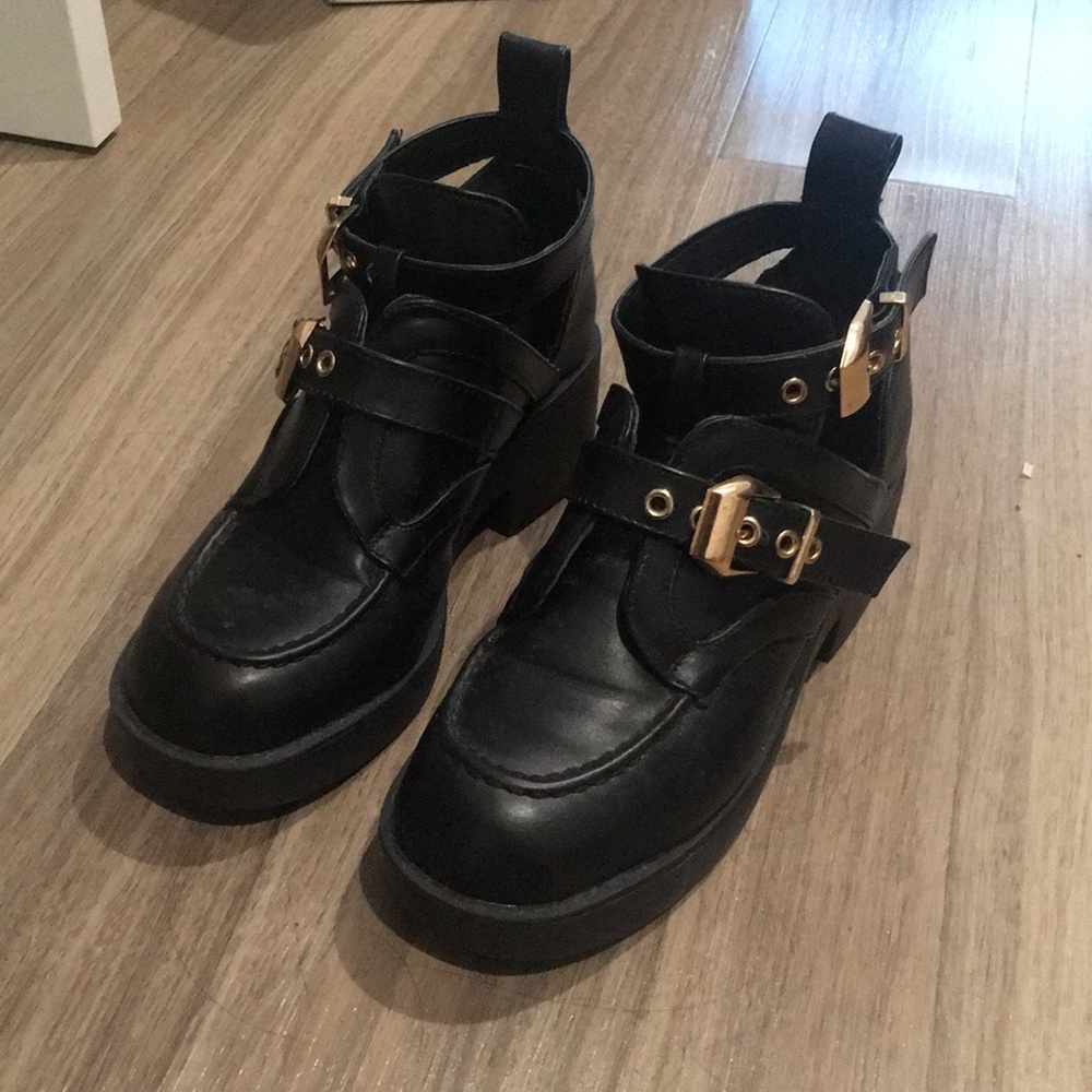 Cut out boots w/ gold hardware